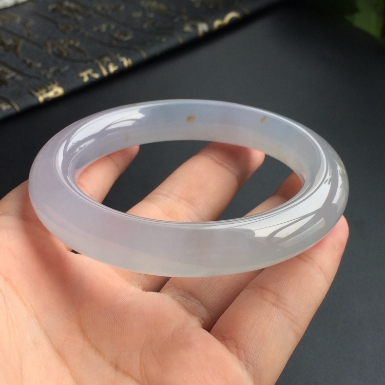 (超值推荐)冰种紫罗兰飘黄花圆条手镯(57mm)