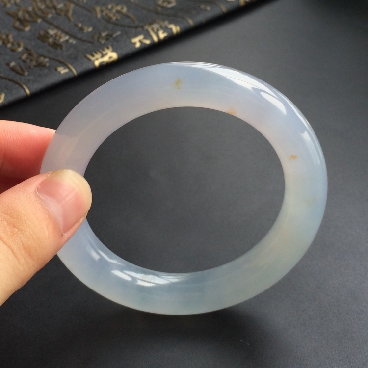 (超值推荐)冰种紫罗兰飘黄花圆条手镯(57mm)