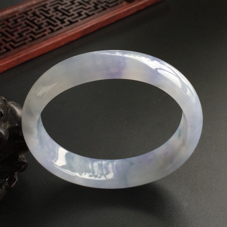 (超值推荐)糯冰种紫罗兰飘花贵妃镯(57.2mm-49mm)