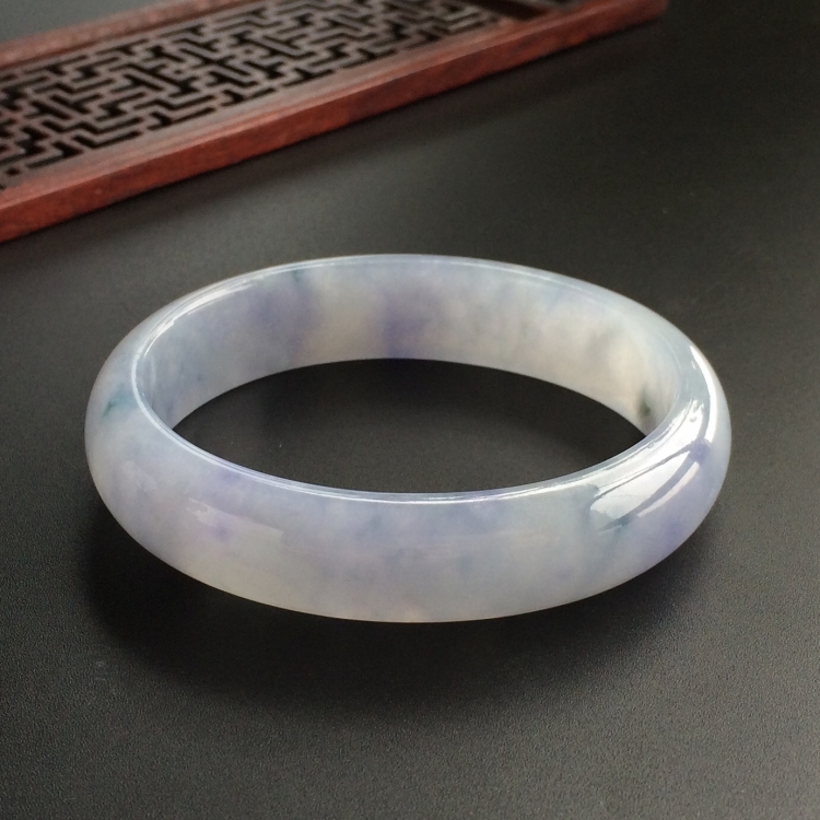 (超值推荐)糯冰种紫罗兰飘花贵妃镯(57.2mm-49mm)