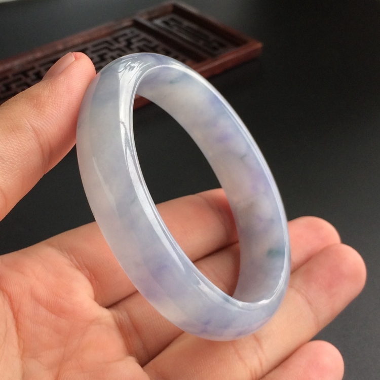 (超值推荐)糯冰种紫罗兰飘花贵妃镯(57.2mm-49mm)