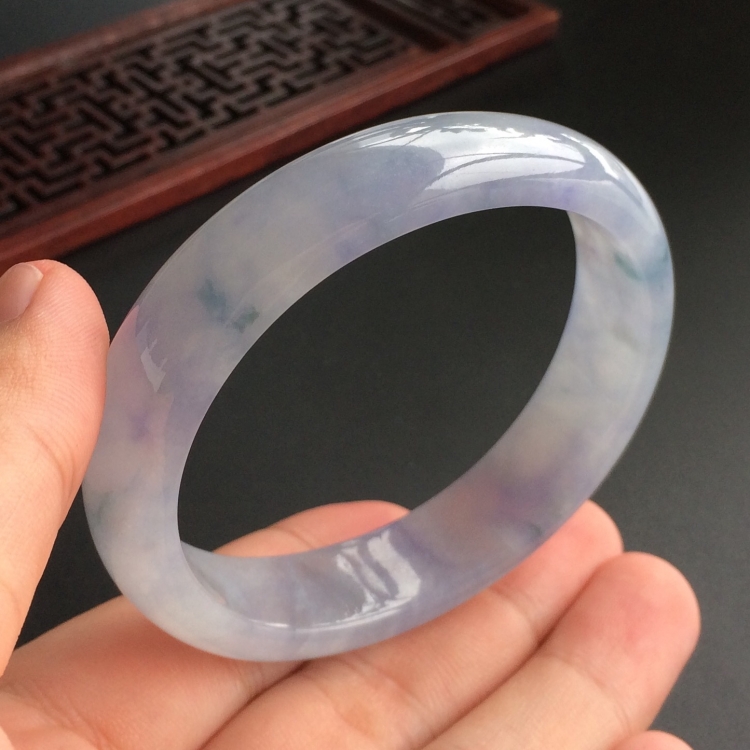 (超值推荐)糯冰种紫罗兰飘花贵妃镯(57.2mm-49mm)