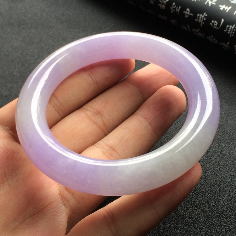 （超值推荐）糯冰种紫罗兰圆条手镯（56.3mm）