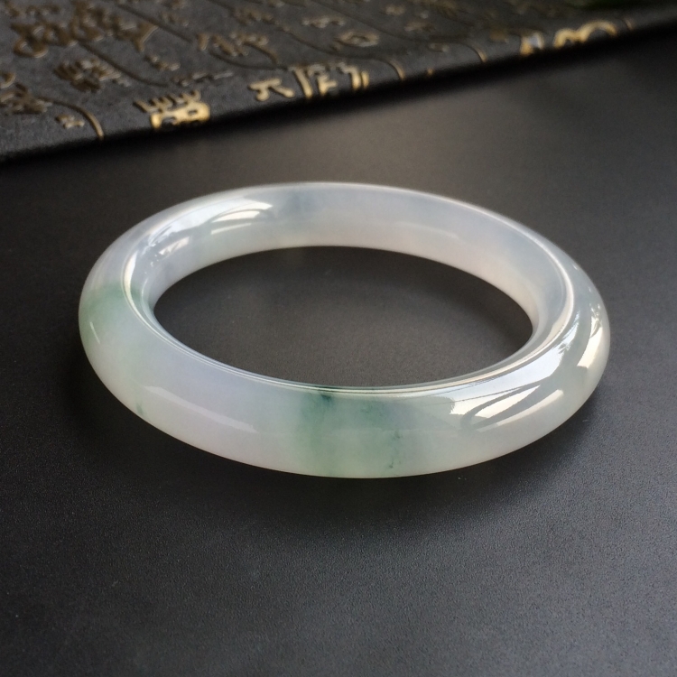 (超值推荐)冰种飘花圆条手镯(57.2mm)