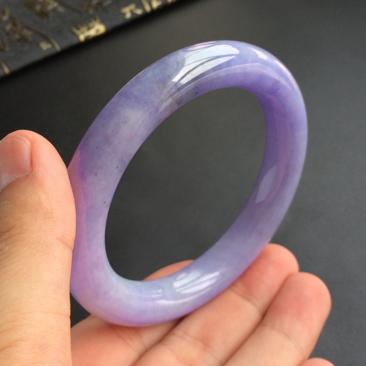 (超值推荐)糯冰种紫罗兰圆条手镯(55.4mm)