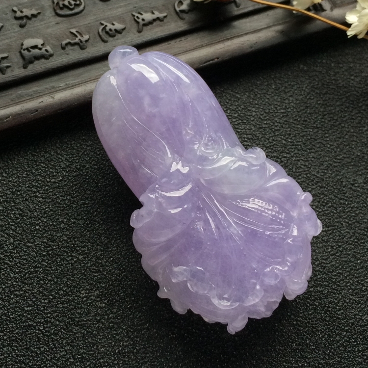 （超值推荐）糯冰种紫罗兰白菜挂件