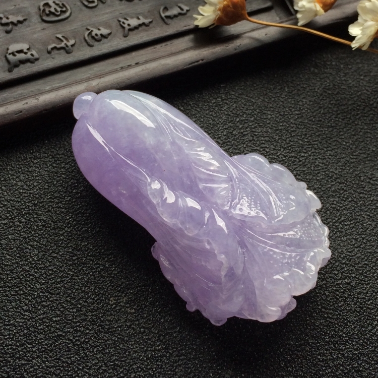 （超值推荐）糯冰种紫罗兰白菜挂件