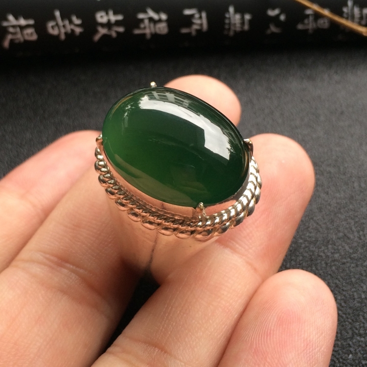 （超值推荐）冰种油青戒面/胸坠面