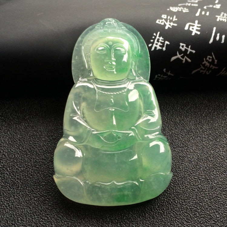 （超值推荐）冰种飘绿花观音挂件