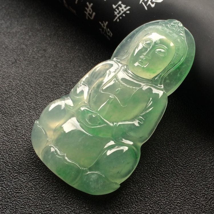 （超值推荐）冰种飘绿花观音挂件