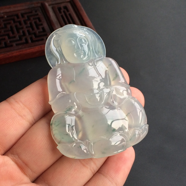 (超值推荐)冰种飘花观音挂件