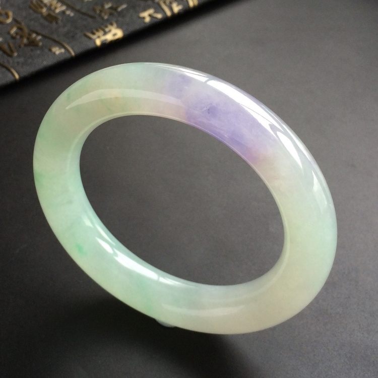(超值推荐)糯冰种晴水紫罗兰圆条手镯(55mm)