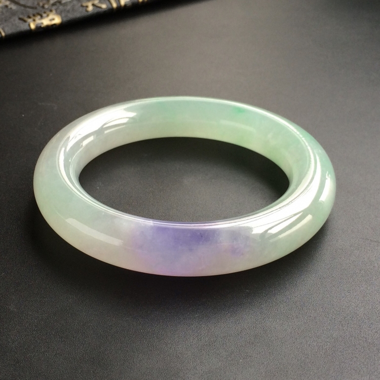 (超值推荐)糯冰种晴水紫罗兰圆条手镯(55mm)