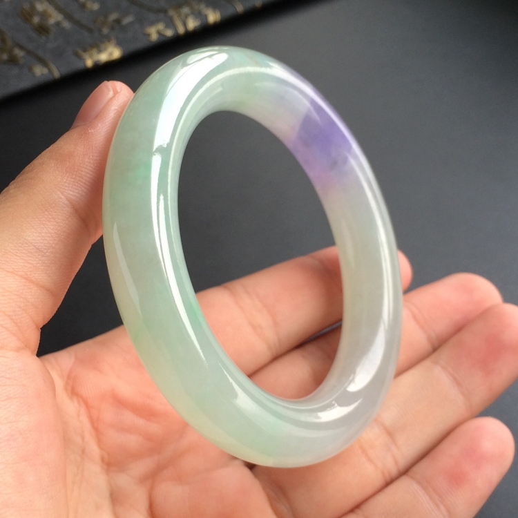 (超值推荐)糯冰种晴水紫罗兰圆条手镯(55mm)