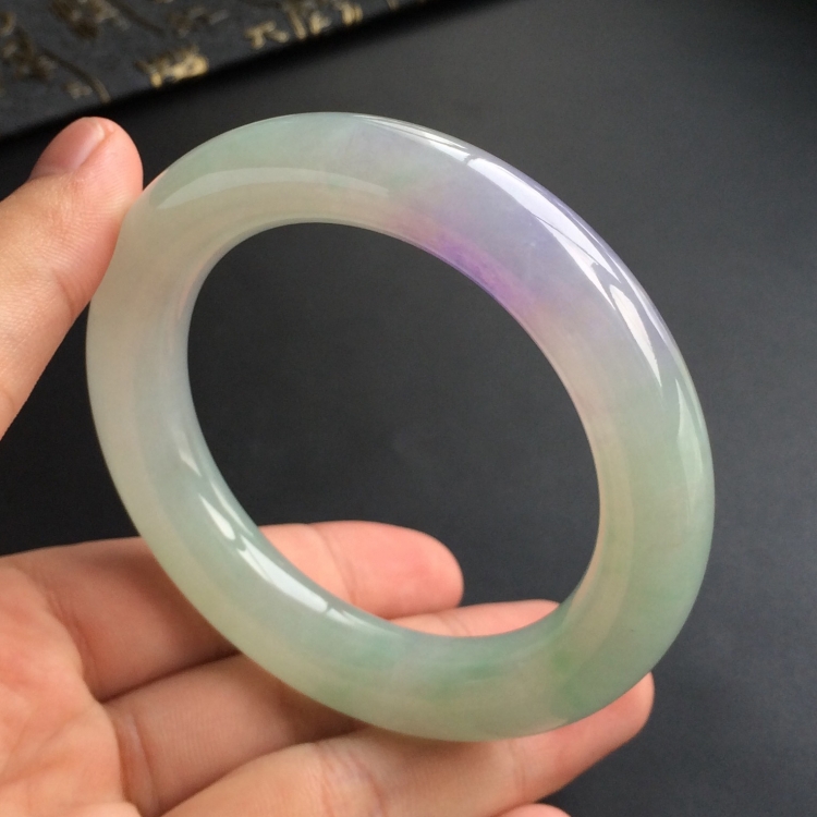 (超值推荐)糯冰种晴水紫罗兰圆条手镯(55mm)