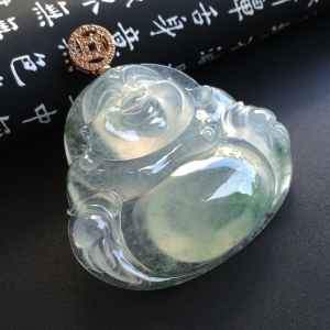 （超值推荐）冰种飘花玉佛挂件
