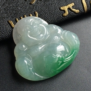 (超值推荐)糯冰种飘翠玉佛挂件