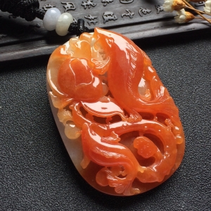 （超值推荐）糯冰种红黄翡年年有余挂件