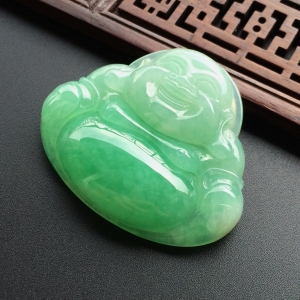 (超值推荐)糯冰种翠色玉佛挂件