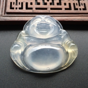(超值推荐)冰种淡紫罗兰略带黄翡玉佛挂件