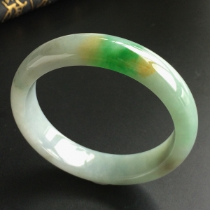 (超值推荐)糯冰种黄加绿手镯(57.2mm)
