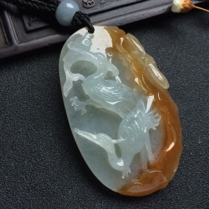 （超值推荐）糯冰种褐黄翡一路连科挂件