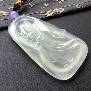 (超值推荐)冰种淡晴水站观音挂件