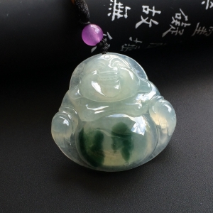 （超值推荐）糯冰种飘花玉佛挂件