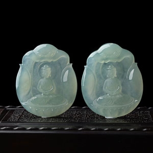 （超值推荐）冰种晴水释迦牟尼挂件（一对）