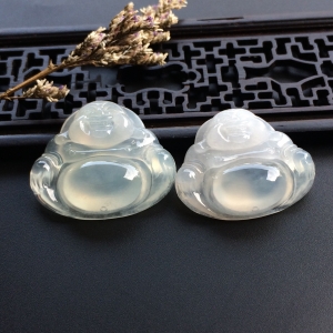 （超值推荐）冰种淡晴水玉佛挂件（一对）