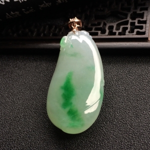 （超值推荐）糯冰种飘翠福瓜挂件