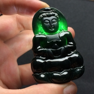 （超值推荐）冰种墨翠观音挂件