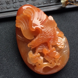 （超值推荐）糯冰种红黄翡大展宏图挂件