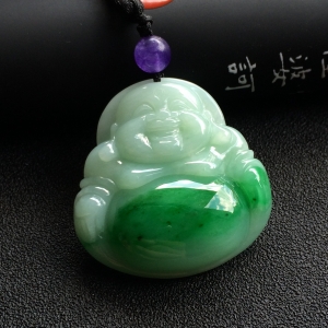 （超值推荐）糯冰种飘翠玉佛挂件