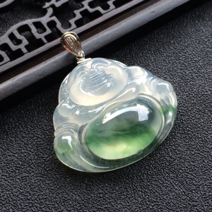 （超值推荐）冰种飘花玉佛挂件