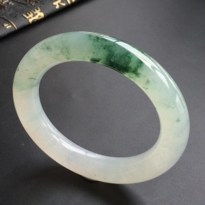 (超值推荐)冰种飘花圆条手镯(56.8mm)