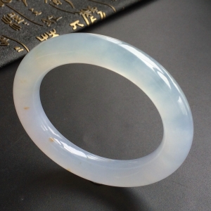 (超值推荐)冰种紫罗兰飘黄花圆条手镯(57mm)