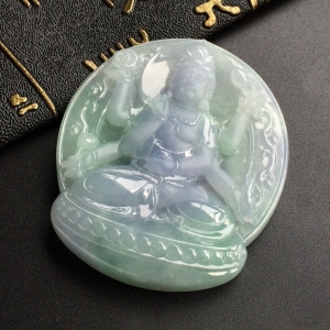 (超值推荐)糯冰种晴水紫罗兰六臂观音挂件