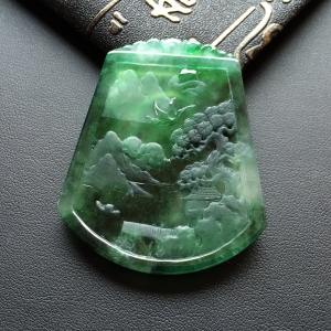 (超值推荐)冰种飘花松鹤延年挂件
