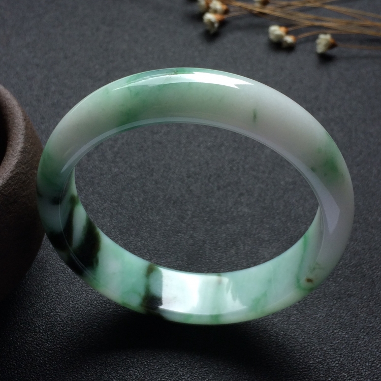 （超值推荐）糯冰种飘花手镯（59mm)
