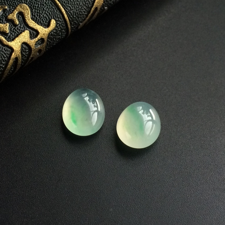 (超值推荐)冰种飘翠戒面/耳钉面(一对)