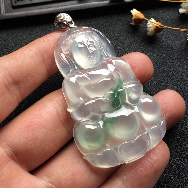 （超值推荐）冰玻种飘花观音挂件