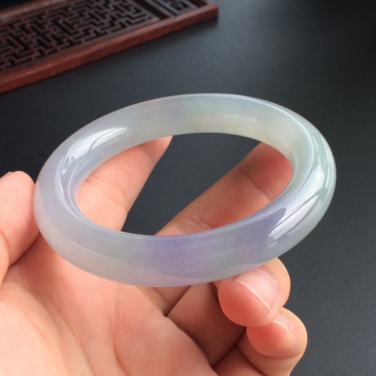 (超值推荐)糯冰种晴水紫罗兰圆条手镯(56.5mm)