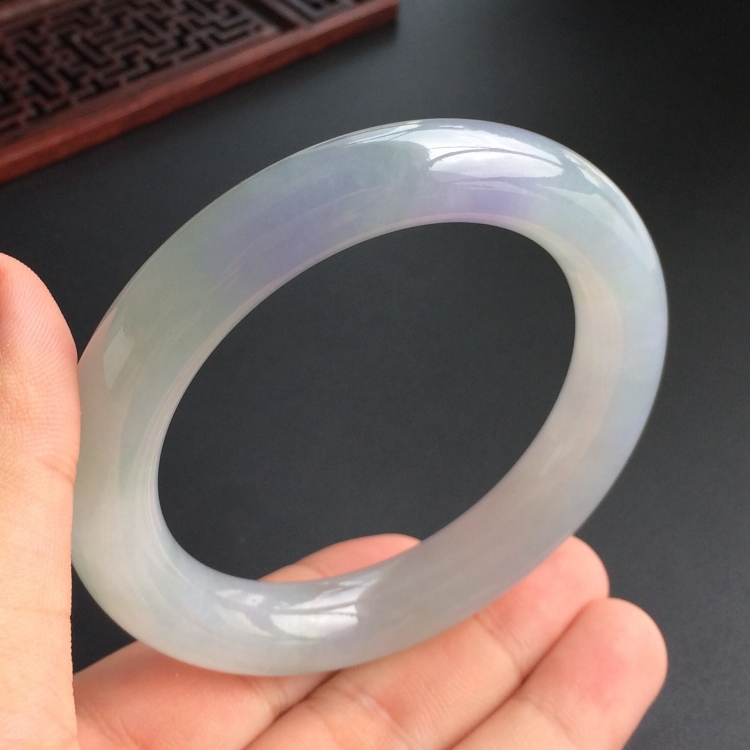 (超值推荐)糯冰种晴水紫罗兰圆条手镯(56.5mm)