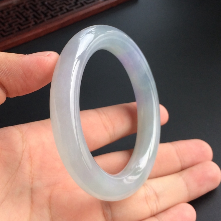 (超值推荐)糯冰种晴水紫罗兰圆条手镯(56.5mm)