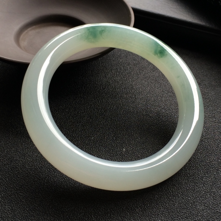 （超值推荐）糯冰种飘花圆条手镯（54mm）