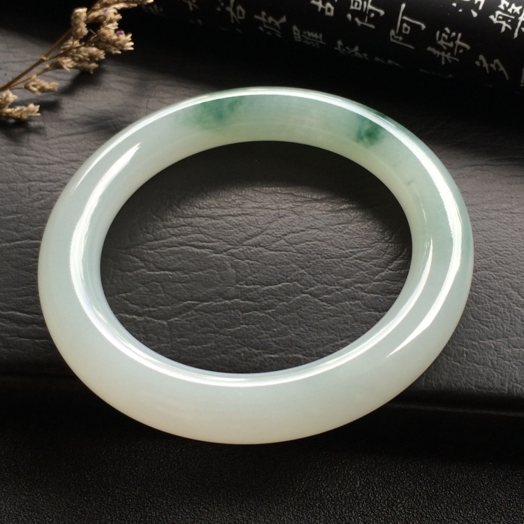 （超值推荐）糯冰种飘花圆条手镯（54mm）