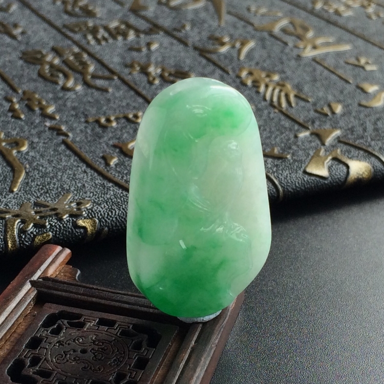 (超值推荐)糯冰种飘翠富贵鸟挂件