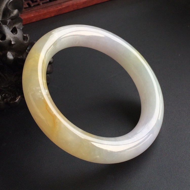 (超值推荐)糯冰种黄翡圆条手镯(52.8mm)