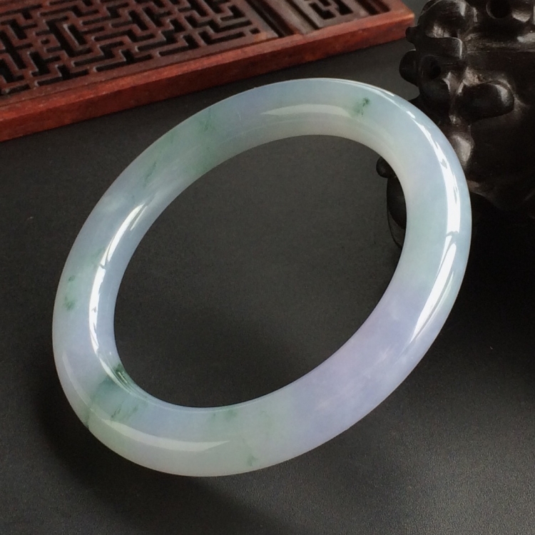 (超值推荐)糯冰种紫罗兰飘花圆条手镯(55mm)